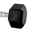 Par Halteres 5kg + 5kg Dumbbell Sextavado Emborrachado Pegada Cromada Gallant (GDB05F3B-PT)